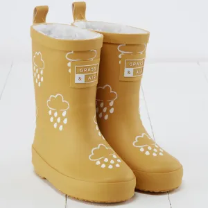 Gras & Luft Farboffnende Gummistiefel mit Teddy-Fleece-Futter