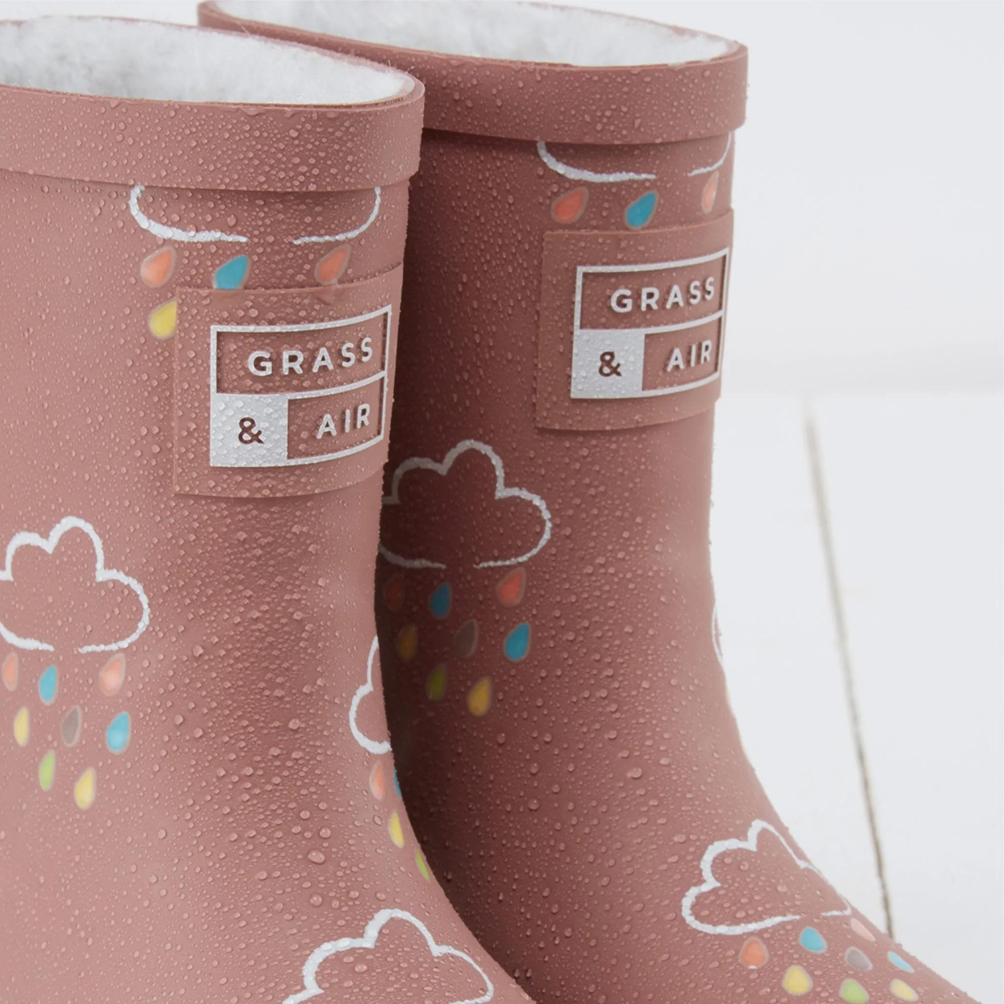 Gras & Luft Farboffnende Gummistiefel mit Teddy-Fleece-Futter
