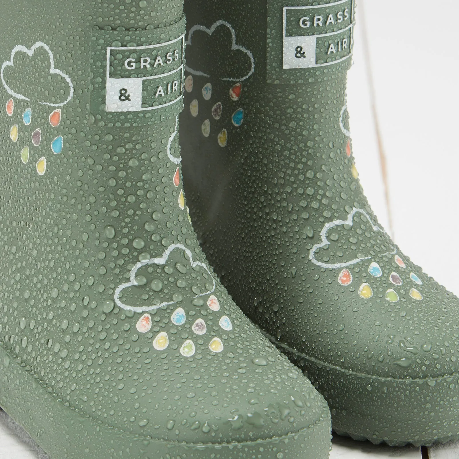 Gras & Luft Farboffnende Gummistiefel mit Teddy-Fleece-Futter