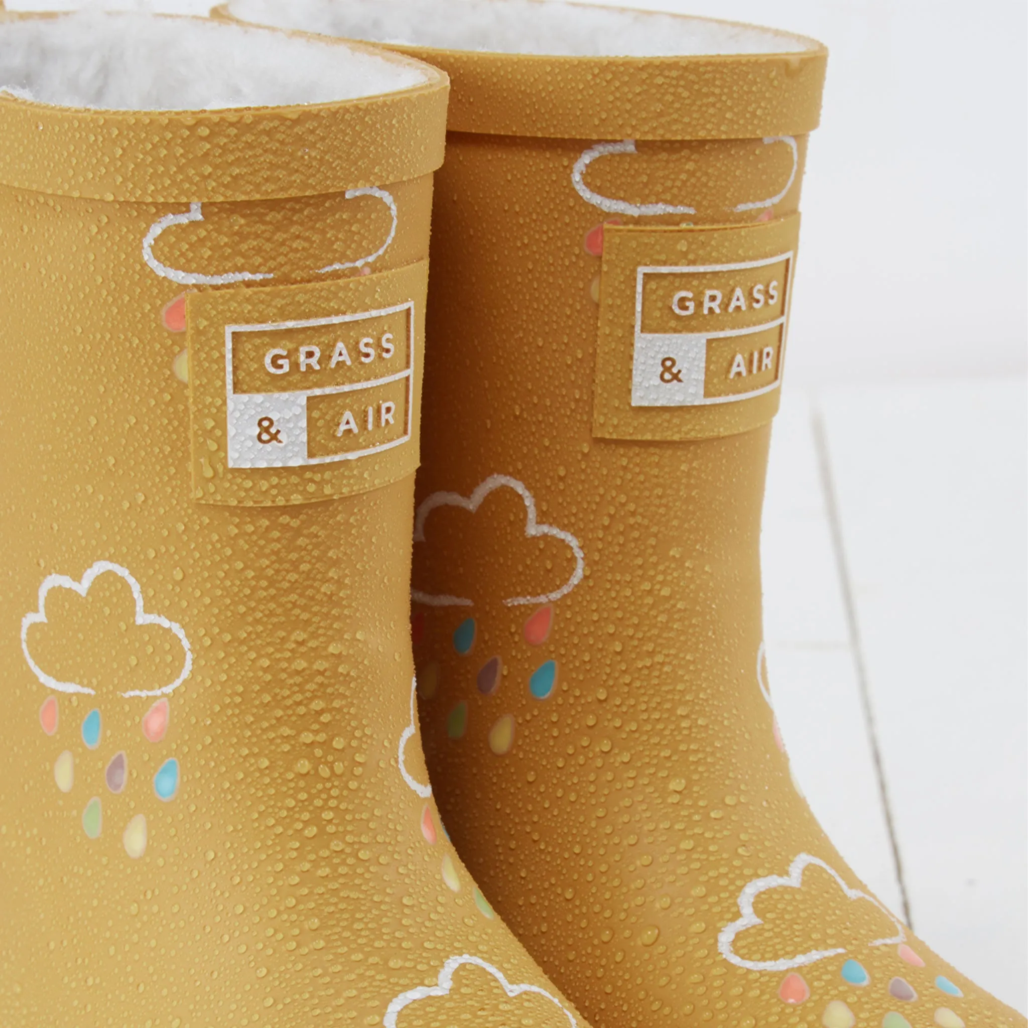 Gras & Luft Farboffnende Gummistiefel mit Teddy-Fleece-Futter