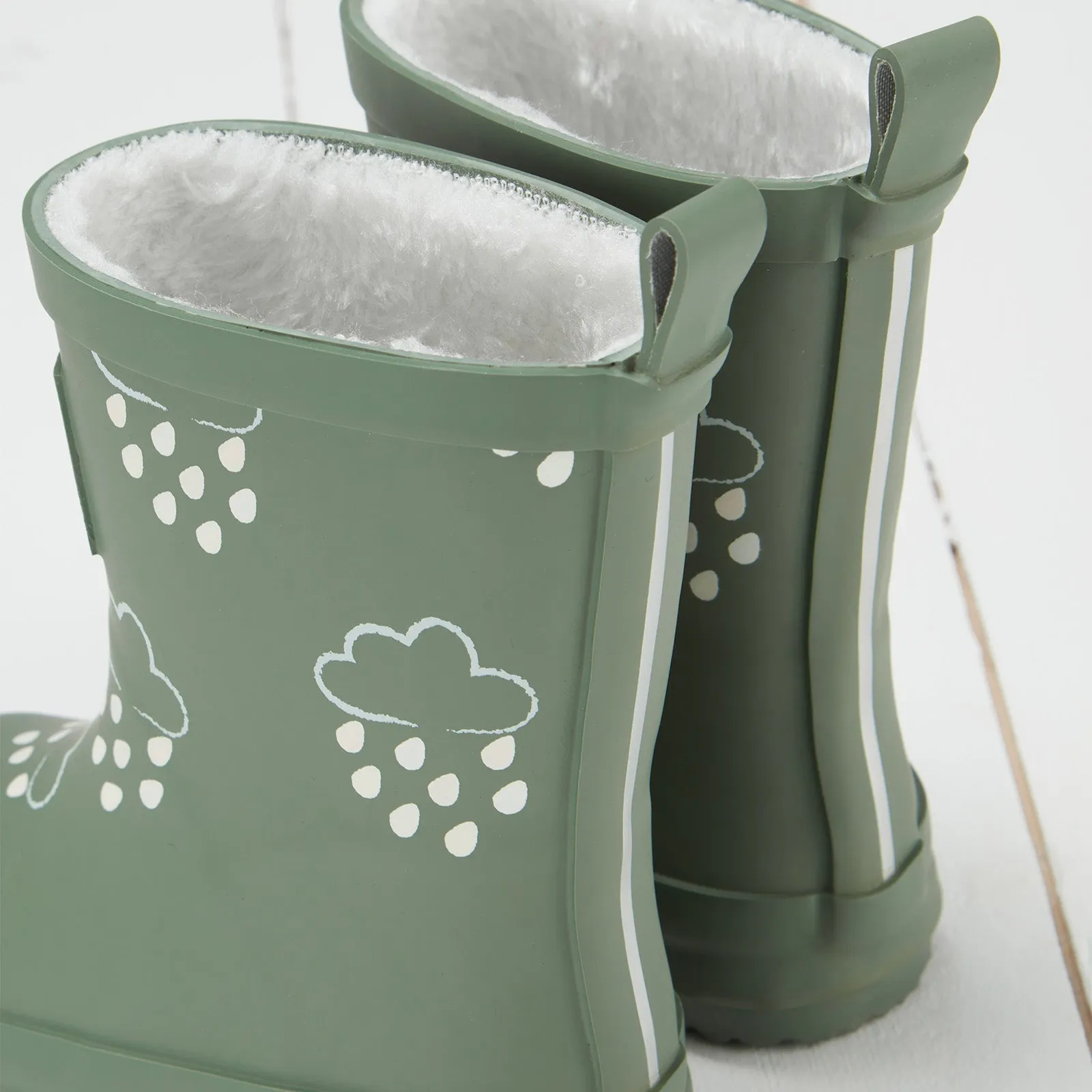 Gras & Luft Farboffnende Gummistiefel mit Teddy-Fleece-Futter