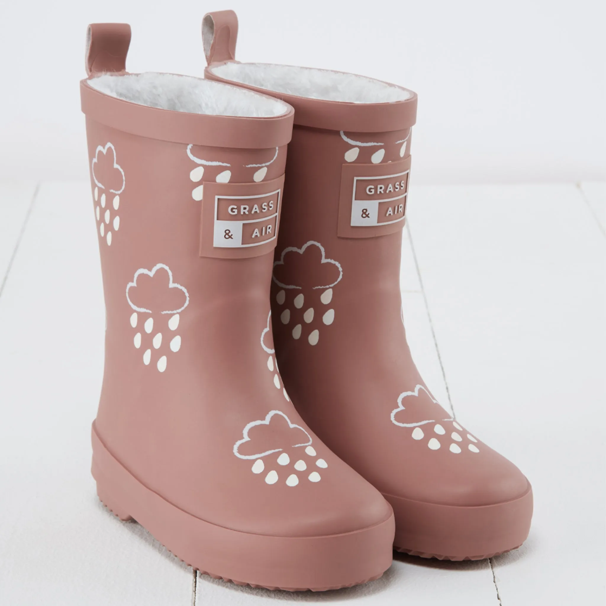 Gras & Luft Farboffnende Gummistiefel mit Teddy-Fleece-Futter