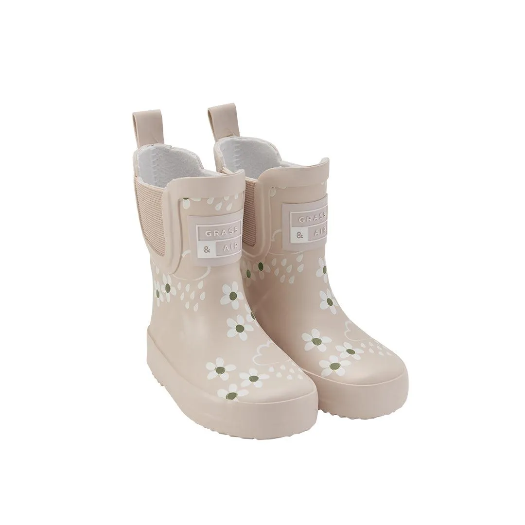Gras & Luft Florale Shortie Abenteuer-Stiefel Mit Tasche - Pampas Creme