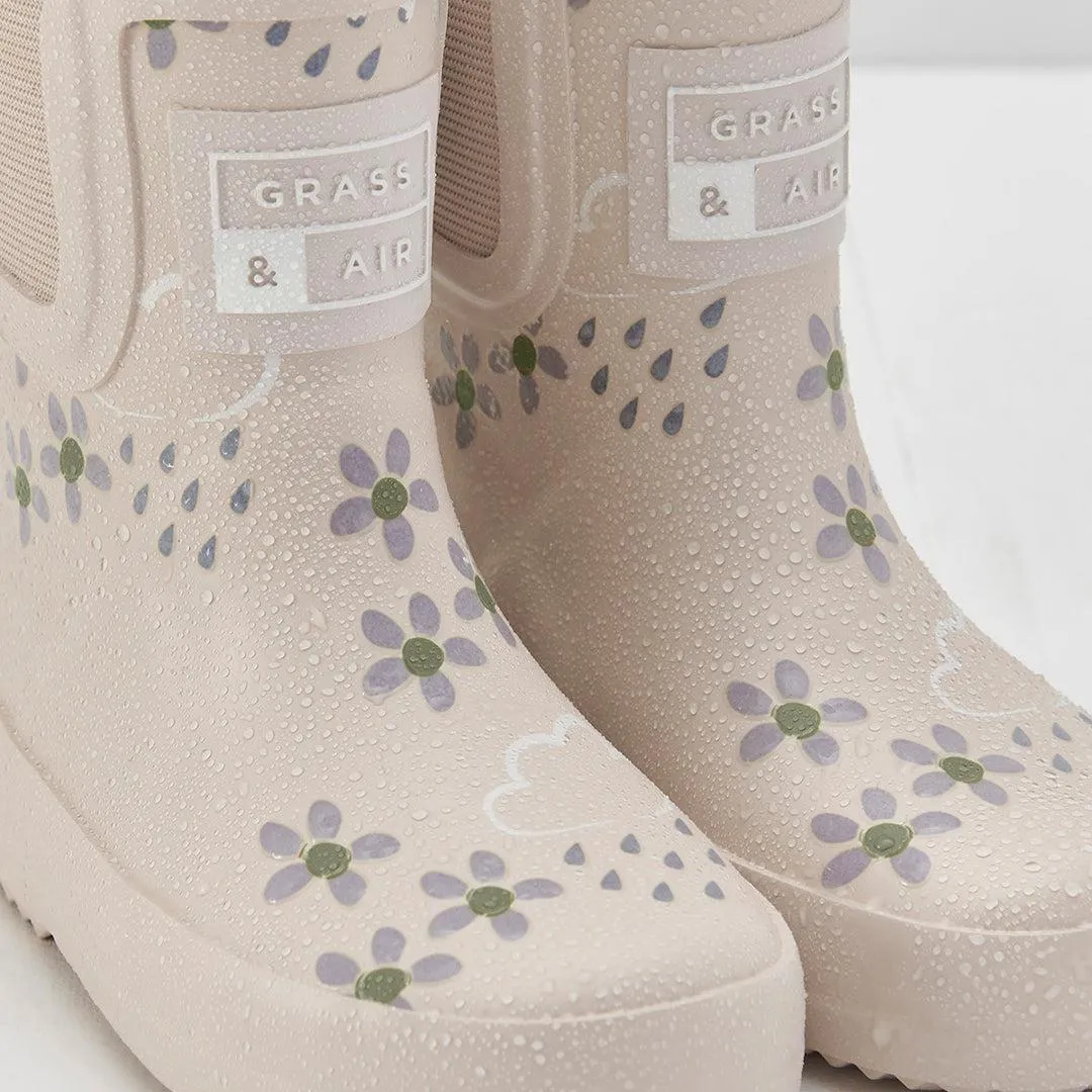 Gras & Luft Florale Shortie Abenteuer-Stiefel Mit Tasche - Pampas Creme