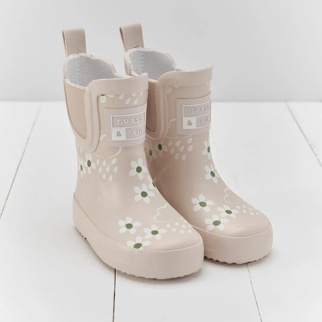 Gras & Luft Florale Shortie Abenteuer-Stiefel Mit Tasche - Pampas Creme