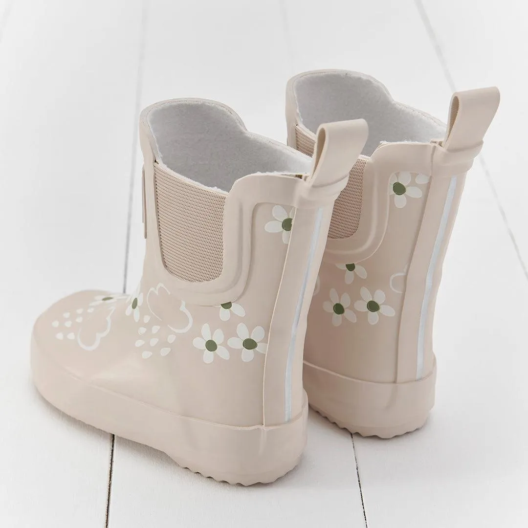 Gras & Luft Florale Shortie Abenteuer-Stiefel Mit Tasche - Pampas Creme