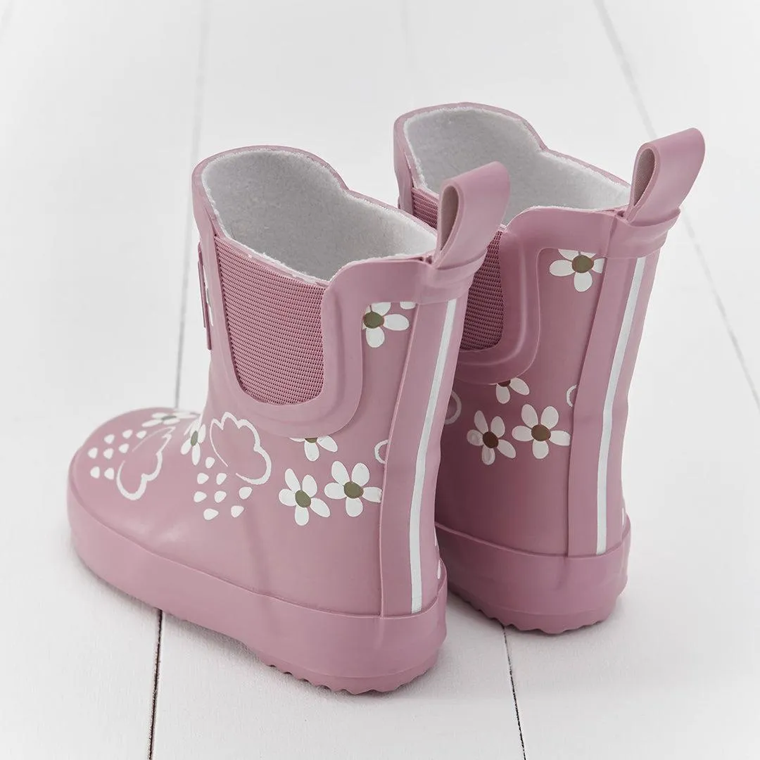 Gras & Luft Florale Shortie-Abenteuerstiefel Mit Tasche - Rosa Blüte