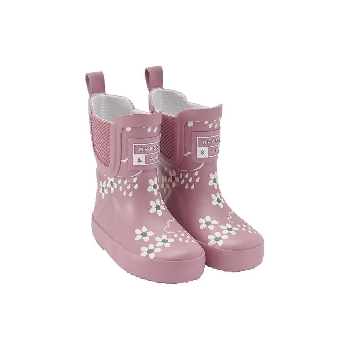 Gras & Luft Florale Shortie-Abenteuerstiefel Mit Tasche - Rosa Blüte