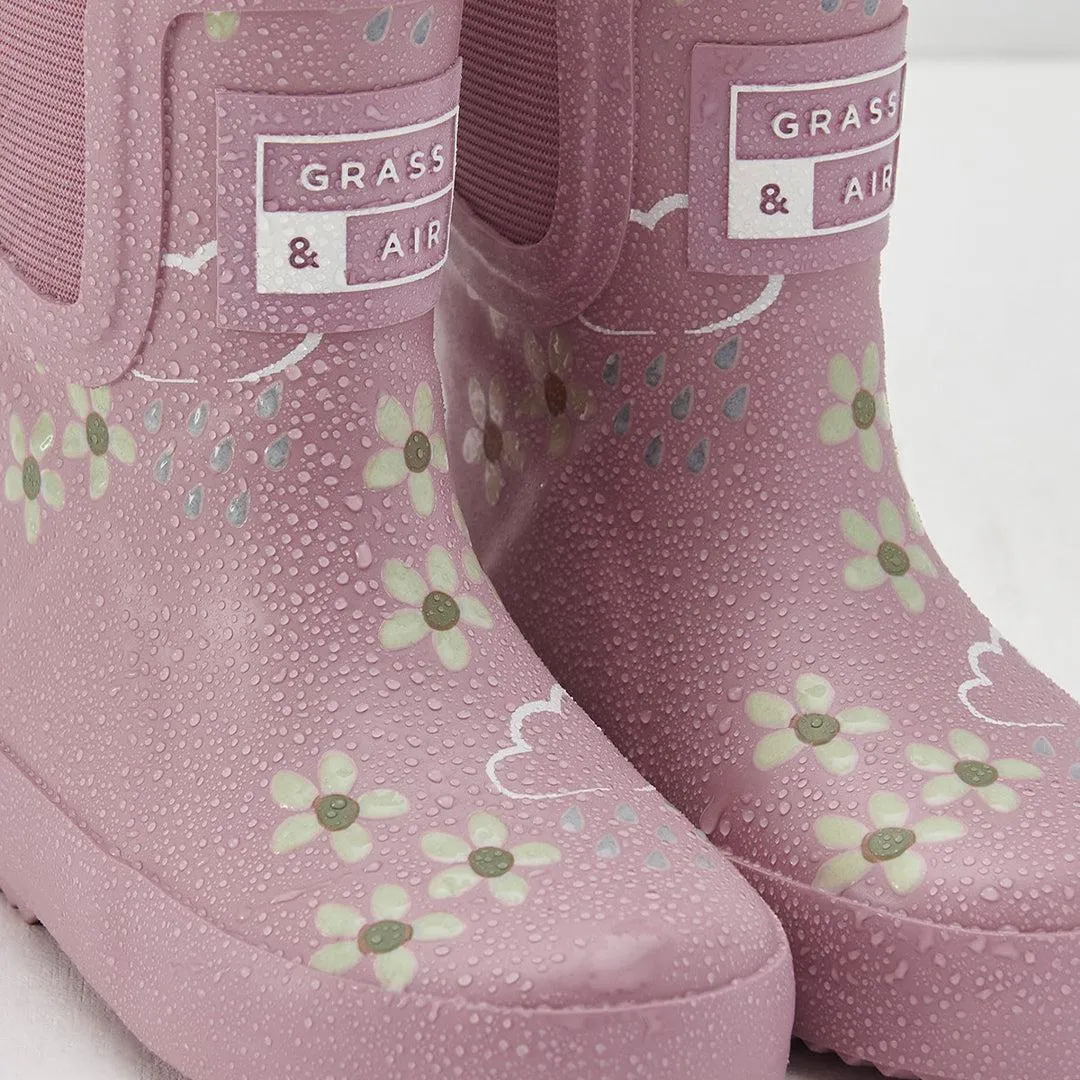 Gras & Luft Florale Shortie-Abenteuerstiefel Mit Tasche - Rosa Blüte