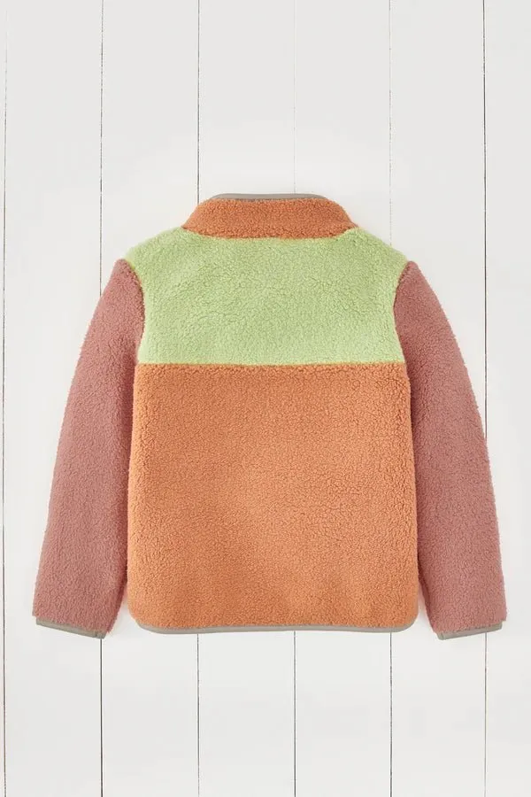 Gras & Luft: Vulkanorange Borg Viertelzip-Fleece-Pullover