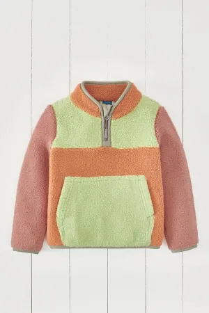 Gras & Luft: Vulkanorange Borg Viertelzip-Fleece-Pullover