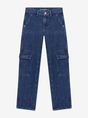 Guess Girls Tencel Cargo-Hose in Blau