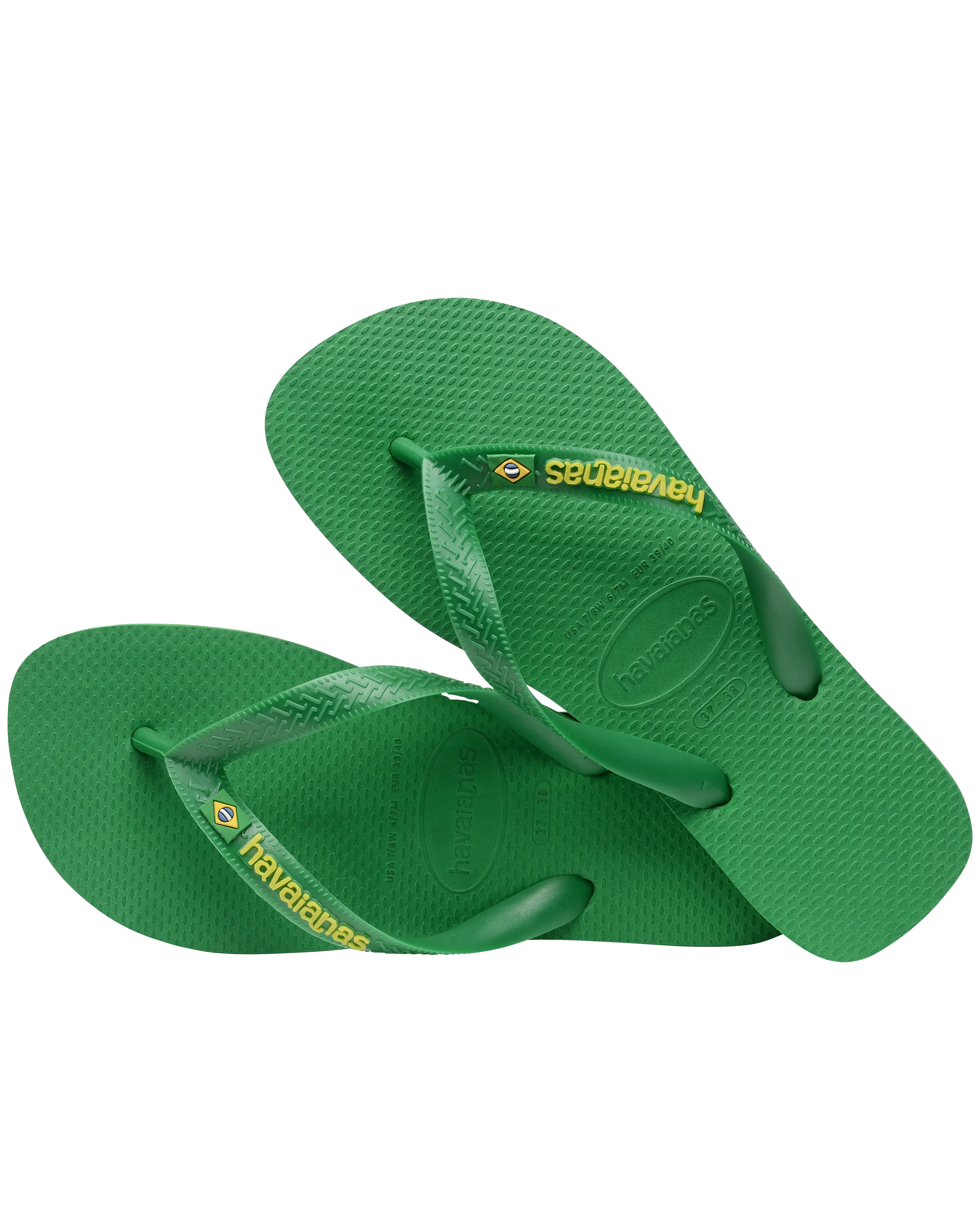Havaianas Schuhe Jungen Brasil Logo Neon Flip Flops in Patria Grün & Gelb Citrico