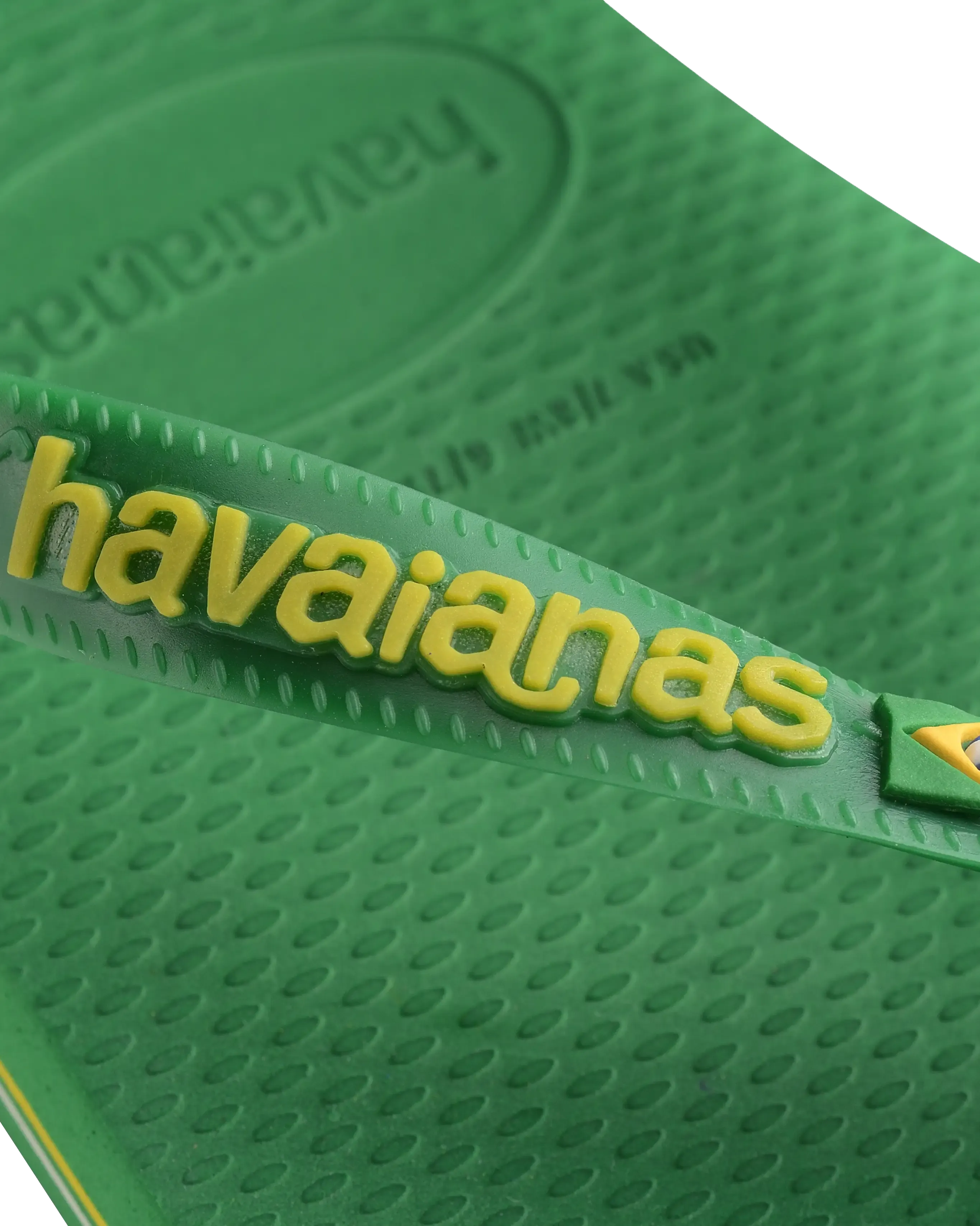 Havaianas Schuhe Jungen Brasil Logo Neon Flip Flops in Patria Grün & Gelb Citrico