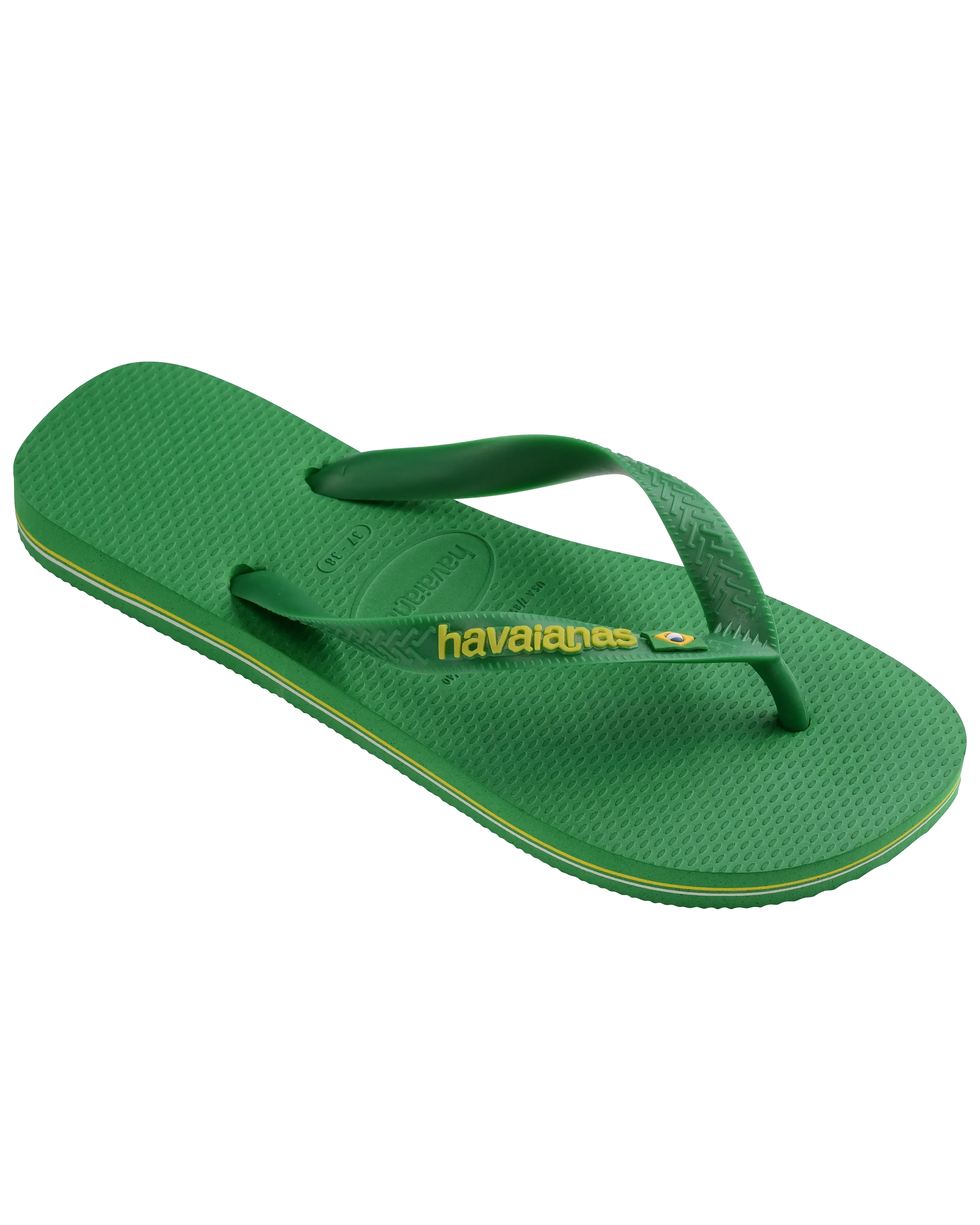 Havaianas Schuhe Jungen Brasil Logo Neon Flip Flops in Patria Grün & Gelb Citrico
