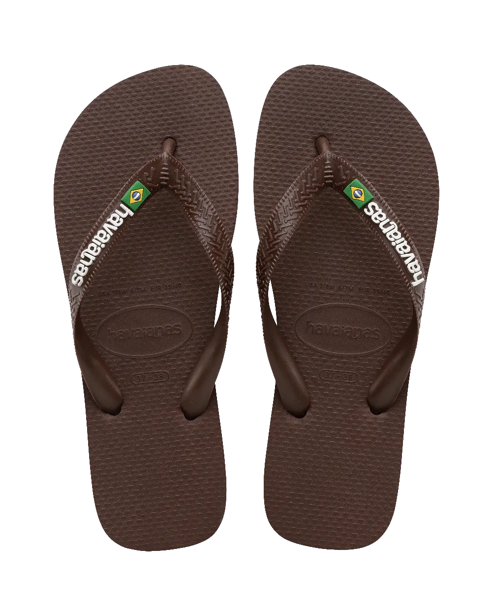 Havaianas Schuhe Brasilien Logo Flip-Flops in Dunkelbraun & Weiß