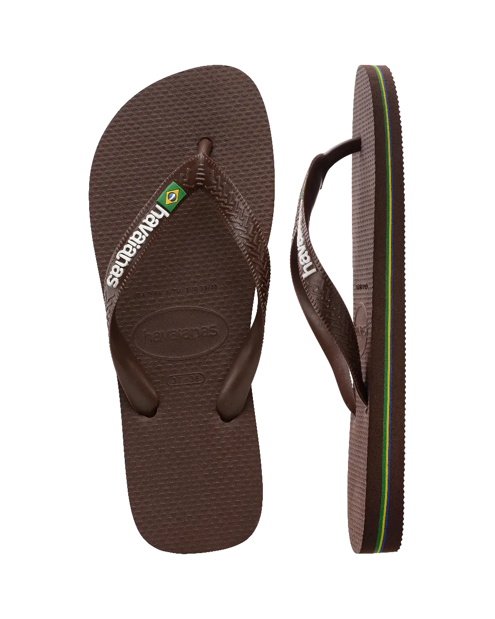 Havaianas Schuhe Brasilien Logo Flip-Flops in Dunkelbraun & Weiß