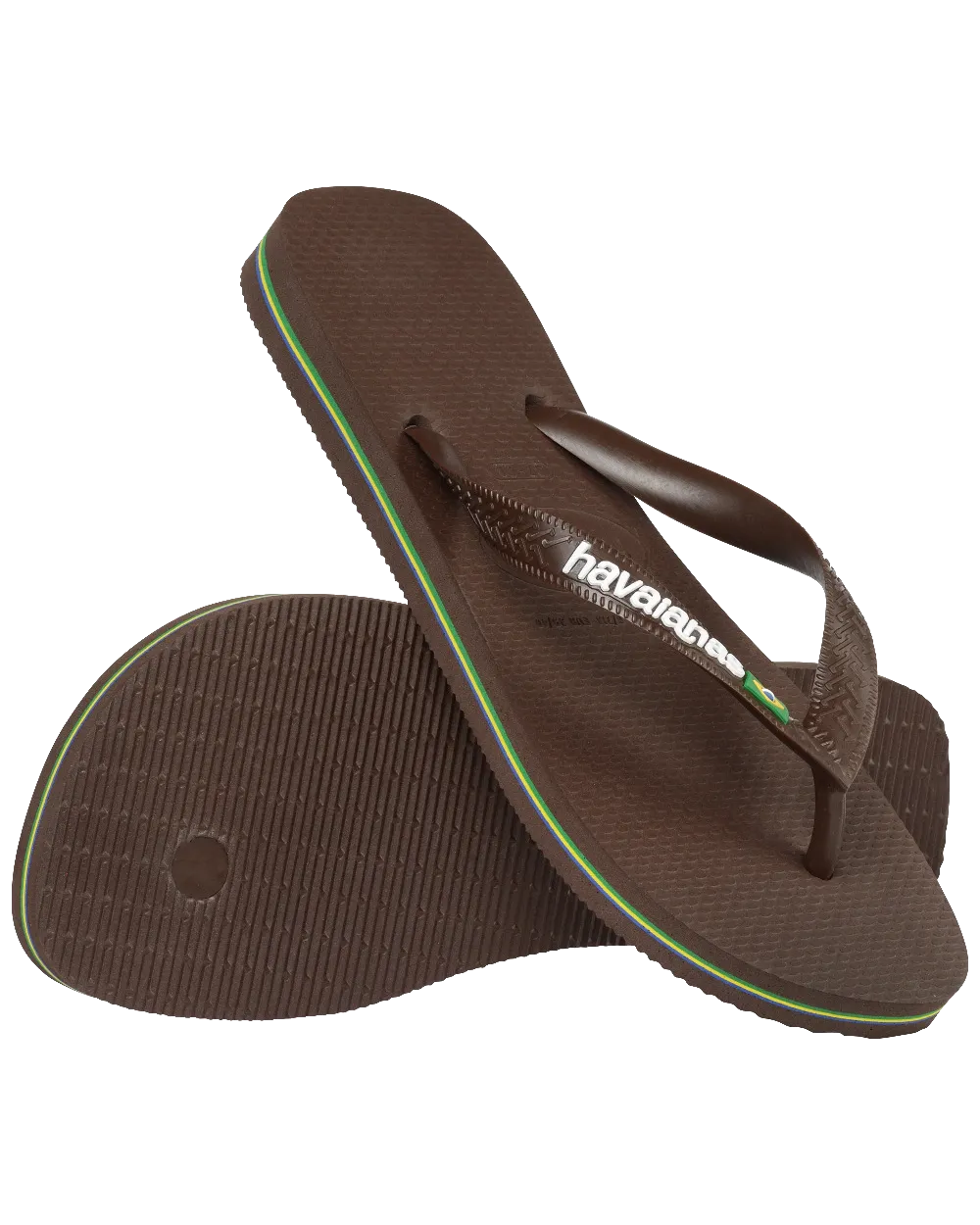 Havaianas Schuhe Brasilien Logo Flip-Flops in Dunkelbraun & Weiß