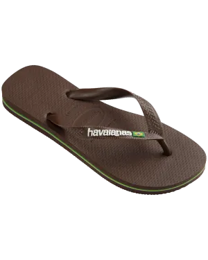 Havaianas Schuhe Brasilien Logo Flip-Flops in Dunkelbraun & Weiß