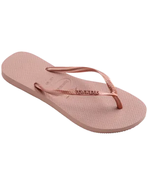Havaianas Schuhe Slim Metallic Flip Flops in Krokusrosa & Gold