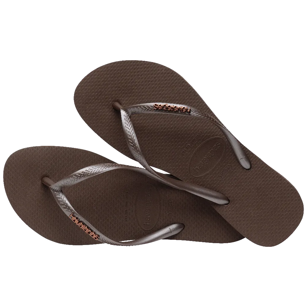 Havaianas Schuhe Slim Metallic Flip-Flops in Dunkelbraun