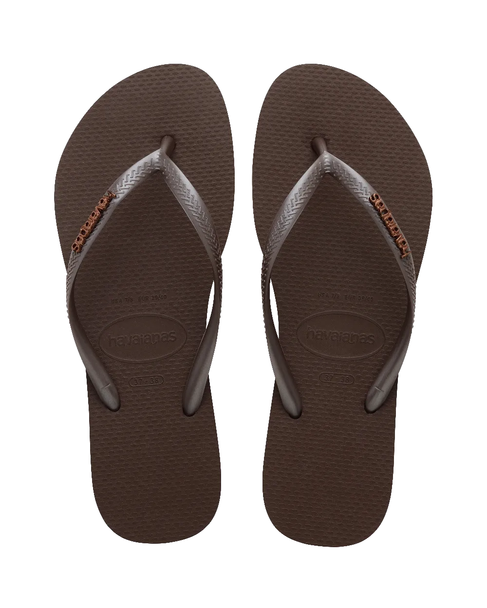 Havaianas Schuhe Slim Metallic Flip-Flops in Dunkelbraun