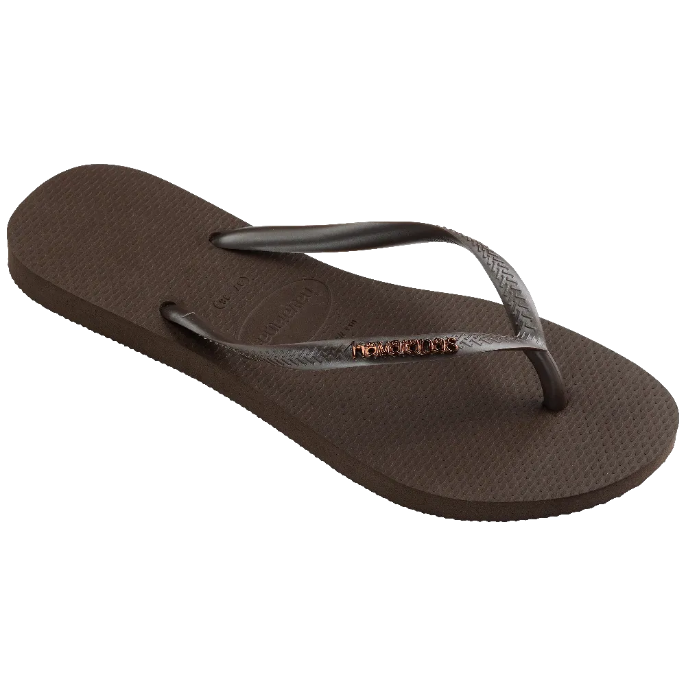 Havaianas Schuhe Slim Metallic Flip-Flops in Dunkelbraun