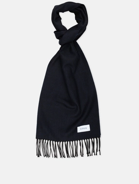 Herringbone Merino Wool Scarf Navy
