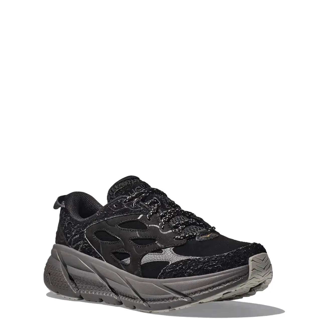 Hoka Elite Terrain System Clifton L Suede Trainer Schwarz / Satellitengrau