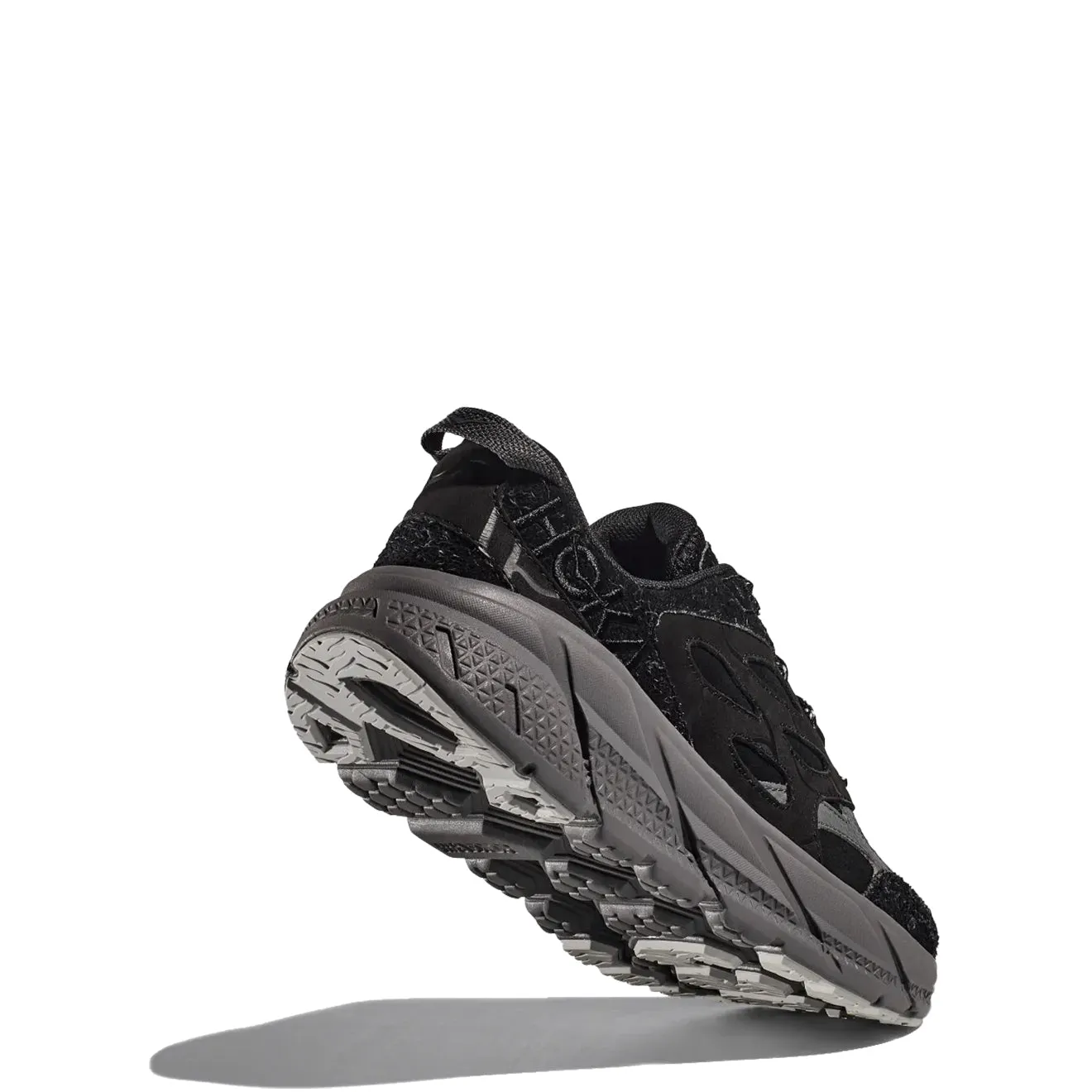 Hoka Elite Terrain System Clifton L Suede Trainer Schwarz / Satellitengrau