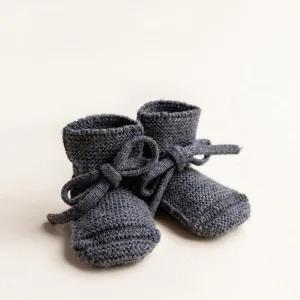 Weiße Gestrickte Stiefeletten – Anthrazit