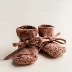 Weiße Gestrickte Stiefeletten – Terrakotta