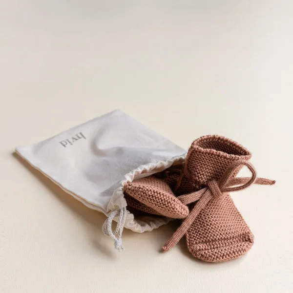 Weiße Gestrickte Stiefeletten – Terrakotta