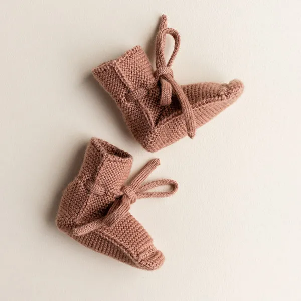 Weiße Gestrickte Stiefeletten – Terrakotta