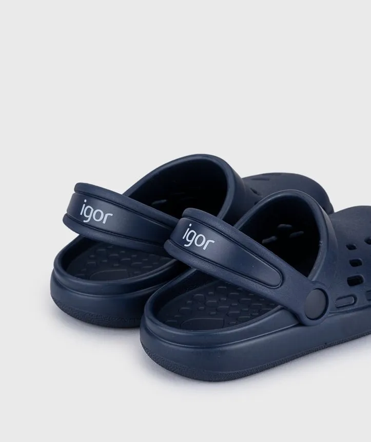 Igor: Sport-Kinder-Slip-On-Clogs - Marineblau