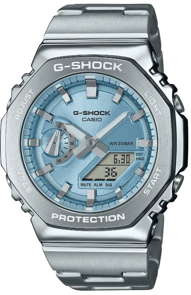 Schmuck_G-Shock_Armbanduhren G-Shock 2110 Metallisch Blau Dual Display Uhr