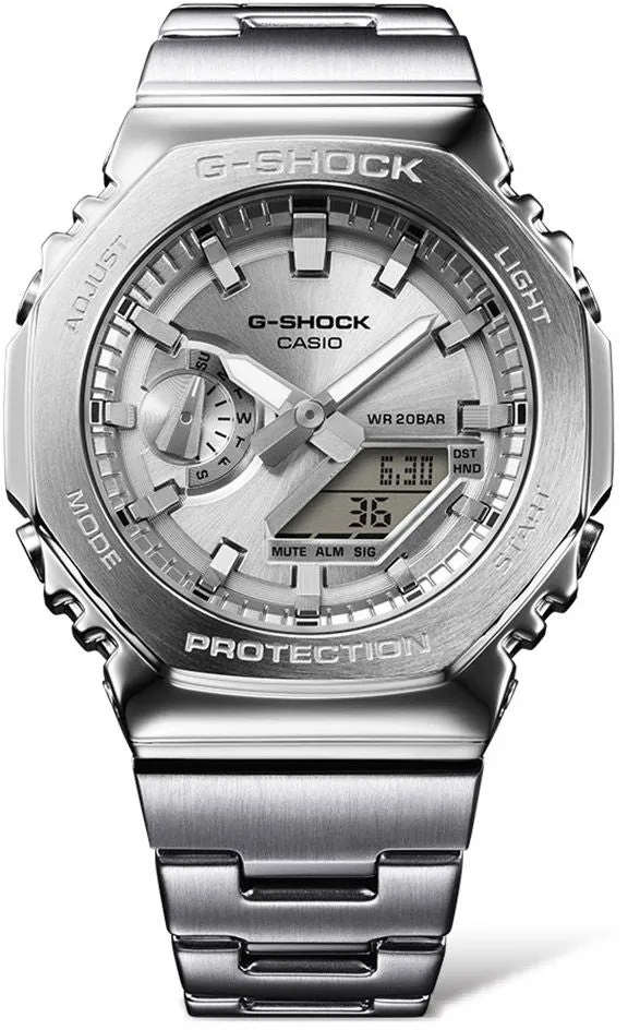 Schmuck_G-Shock_Armbanduhren G-Shock 2110 Metallisch Silberne Dual-Display-Uhr