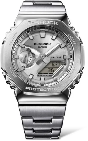 Schmuck_G-Shock_Armbanduhren G-Shock 2110 Metallisch Silberne Dual-Display-Uhr