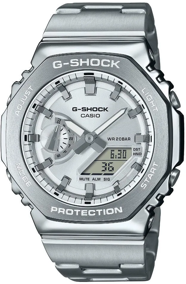 Schmuck_G-Shock_Armbanduhren G-Shock 2110 Metallisch Silberne Dual-Display-Uhr