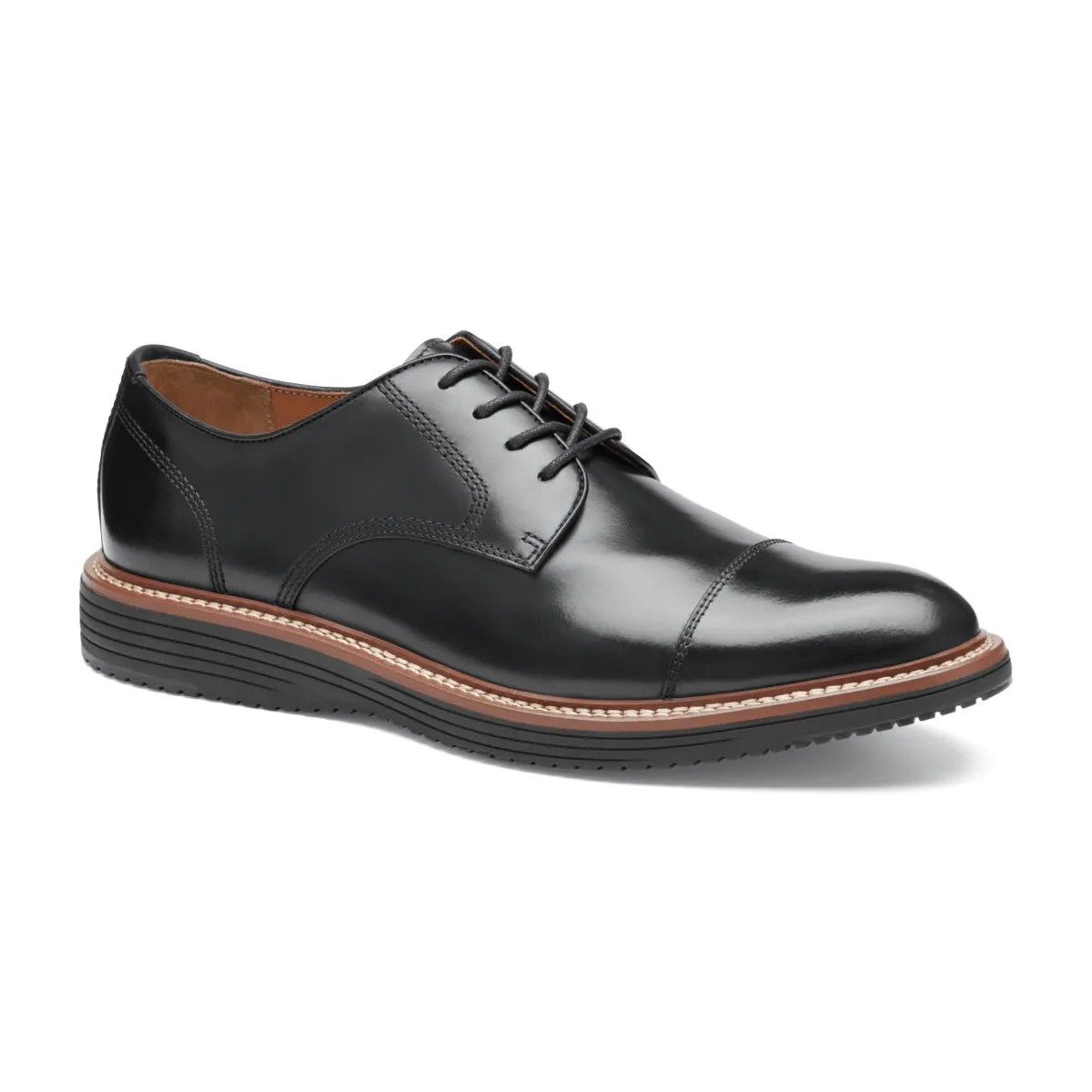 Johnston & Murphy Herren Upton Dress Cap Toe Schwarz Vollnarbenleder