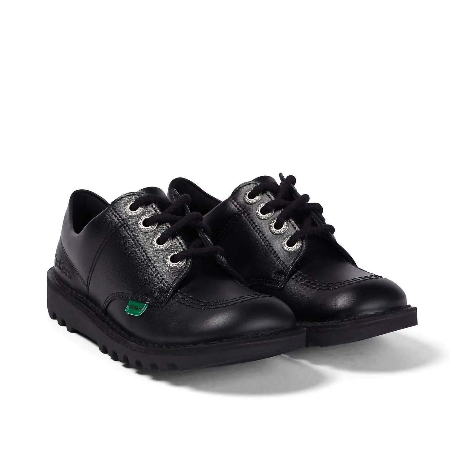 Kickers: Kick Lo Unisex-Schulschuhe - Schwarzes Leder