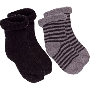 Kushies Terry Neugeborenen-Socken (2er Pack) - Einfarbig Schwarz / Kohlefarben Gestreift