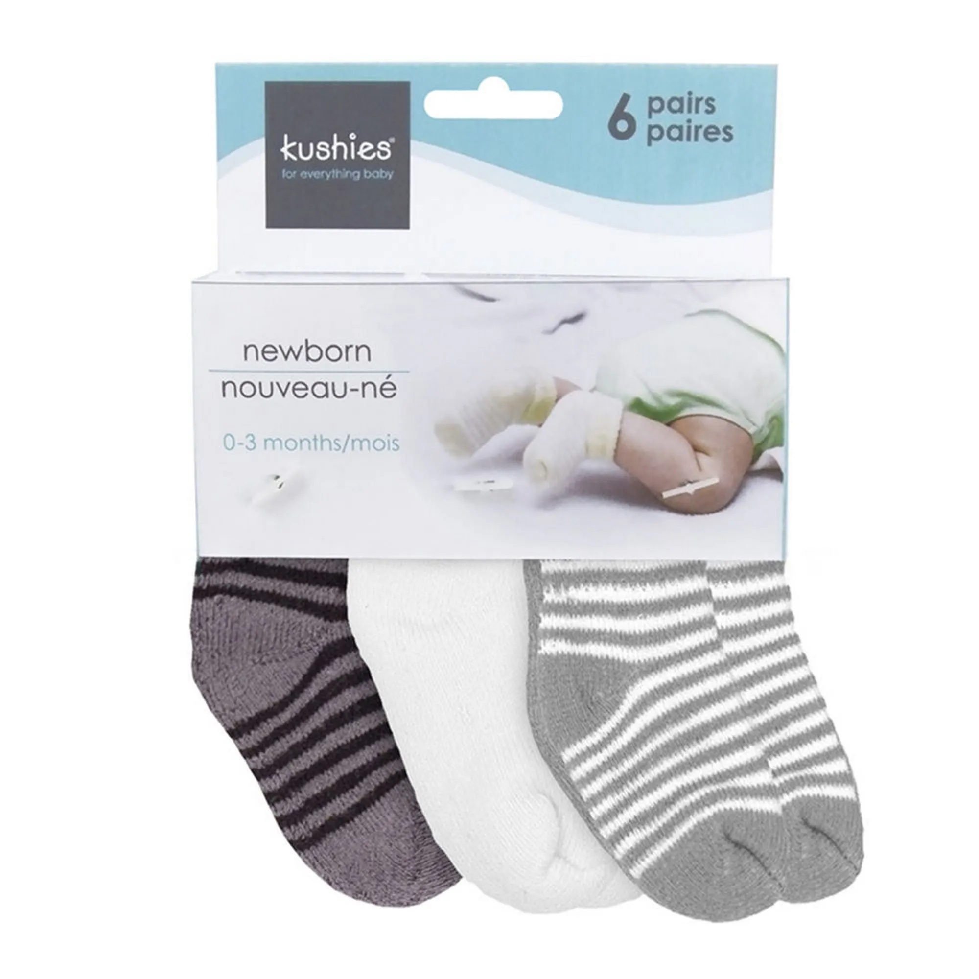 KUSHIES Terry Neugeborenen-Socken (6er Pack) - Grau