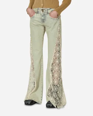 Spitzen-Denim-Flare-Hose in hellem Waschton