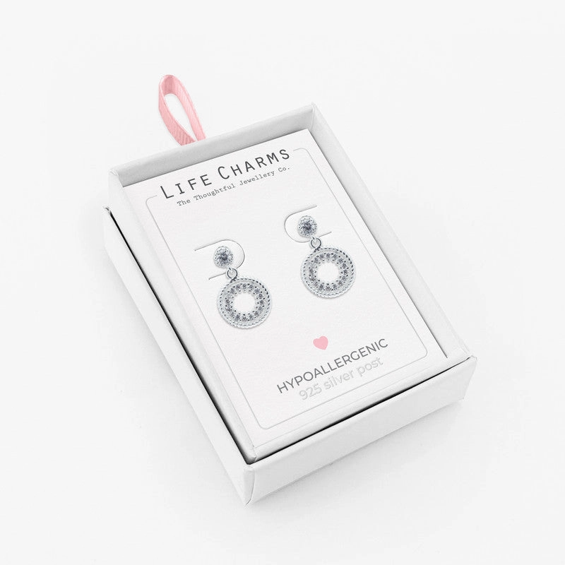Life Charms Round Drop Earrings
