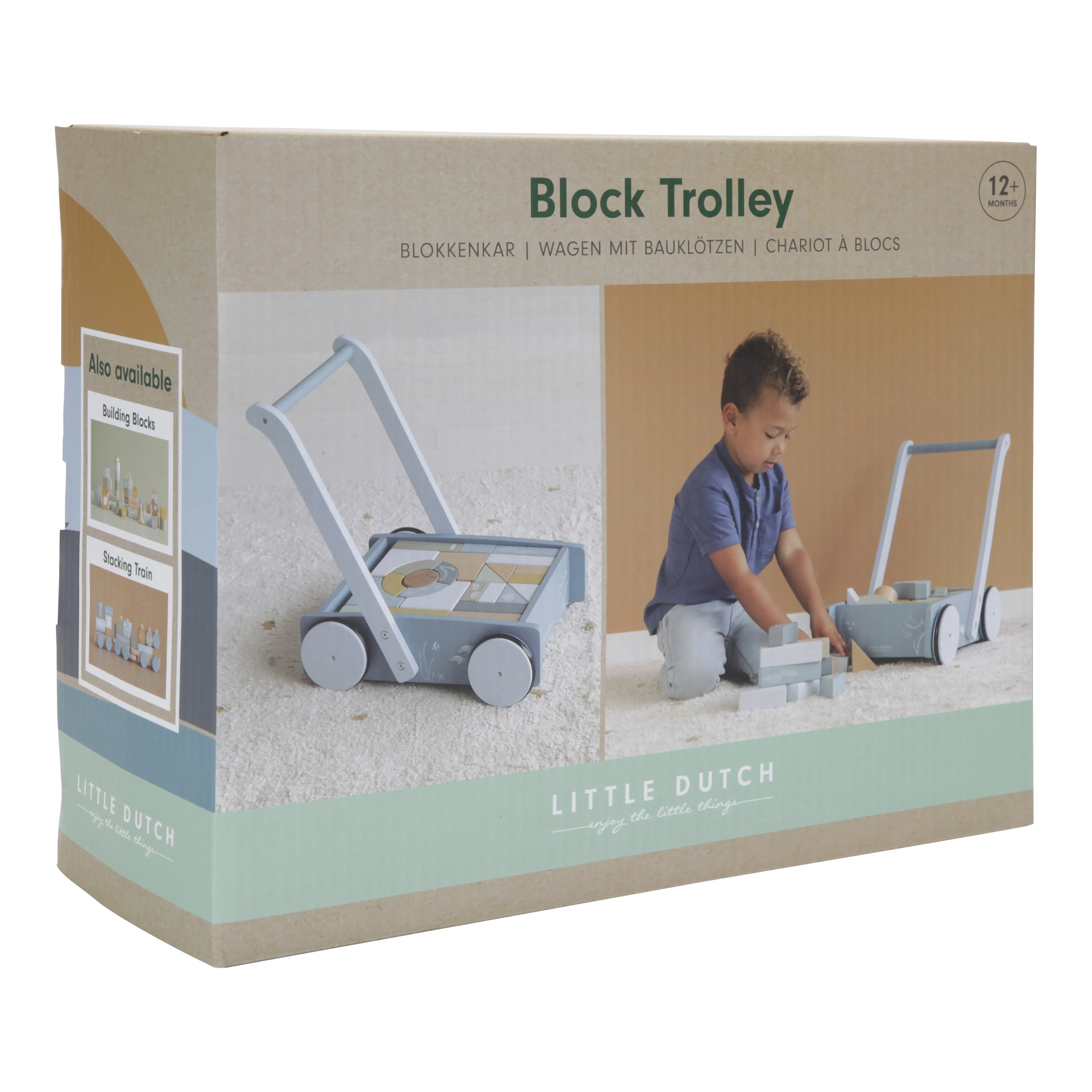 Little Dutch, Holziger Babywalker & Bauklotz-Wagen