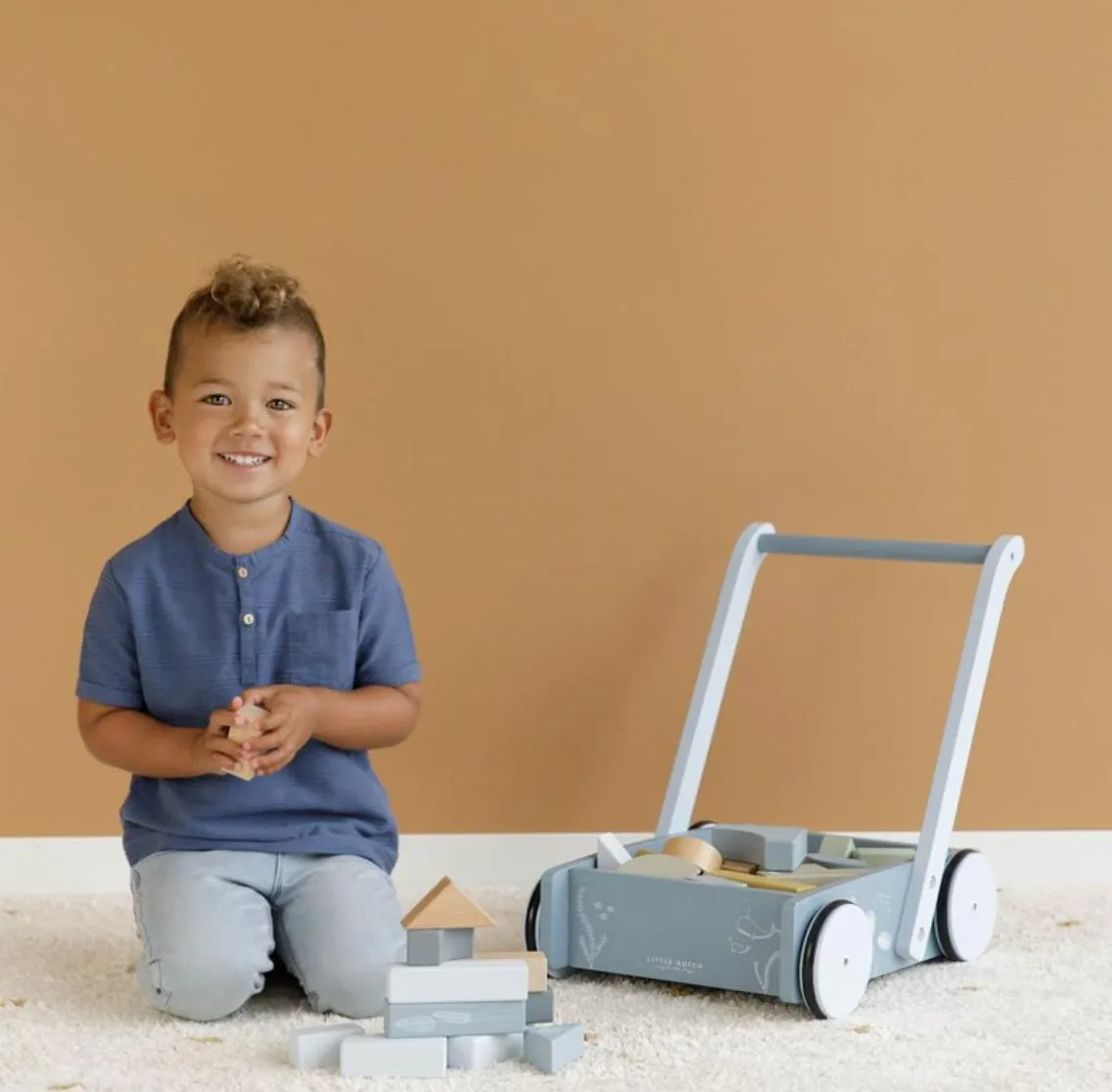 Little Dutch, Holziger Babywalker & Bauklotz-Wagen