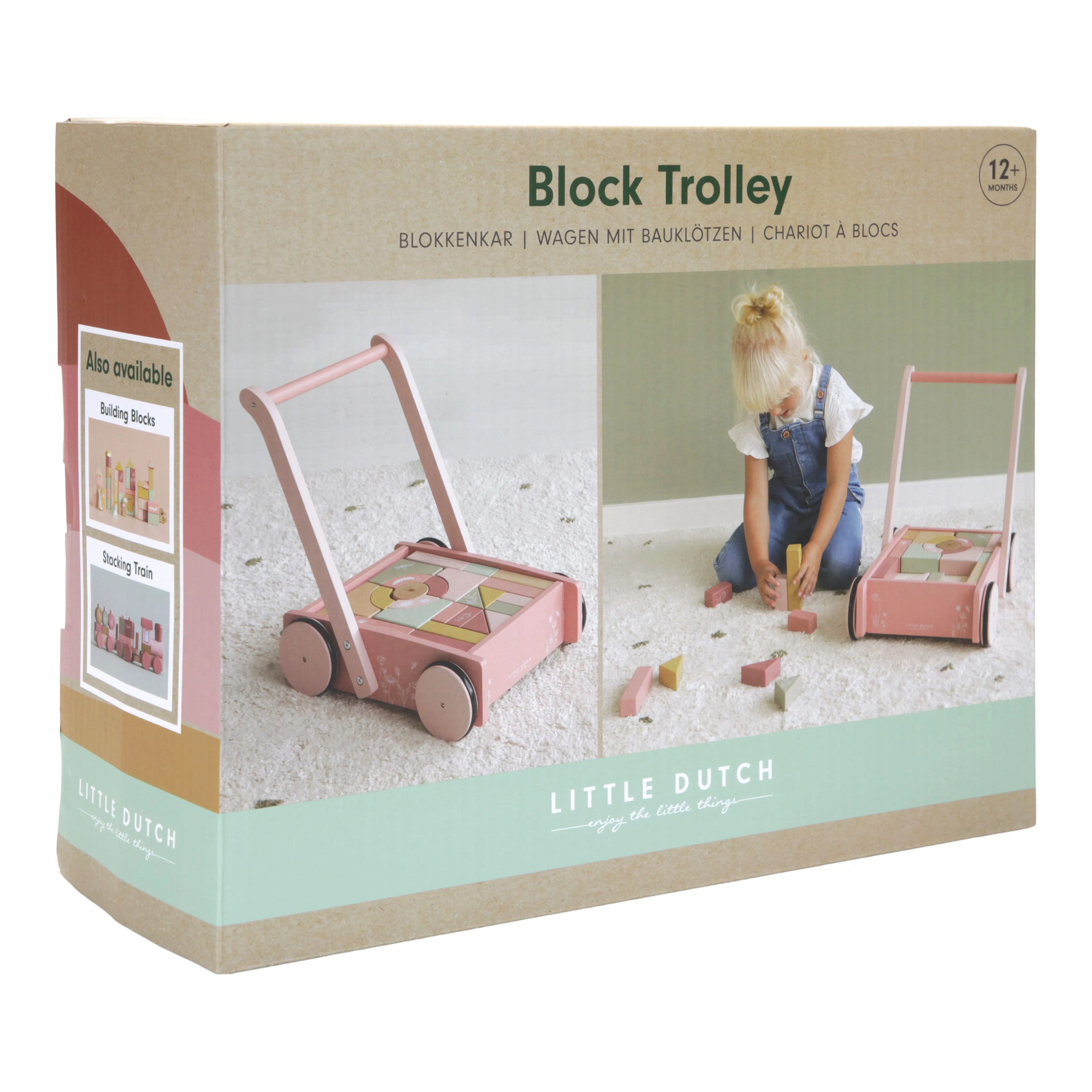 Little Dutch, Holziger Babywalker & Bauklotz-Wagen