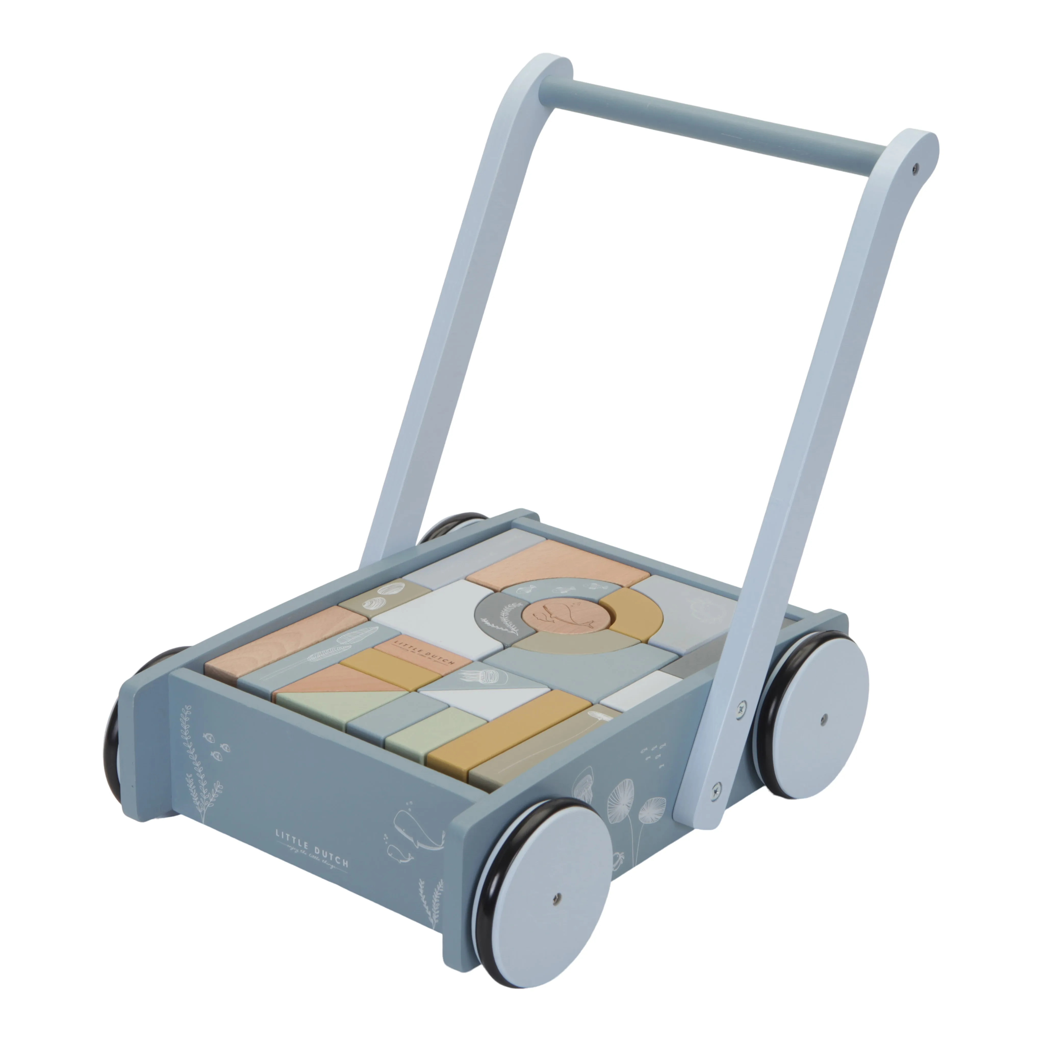 Little Dutch, Holziger Babywalker & Bauklotz-Wagen