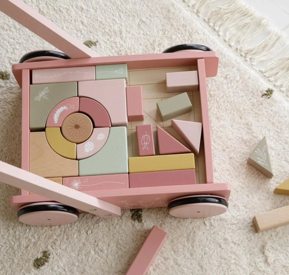 Little Dutch, Holziger Babywalker & Bauklotz-Wagen